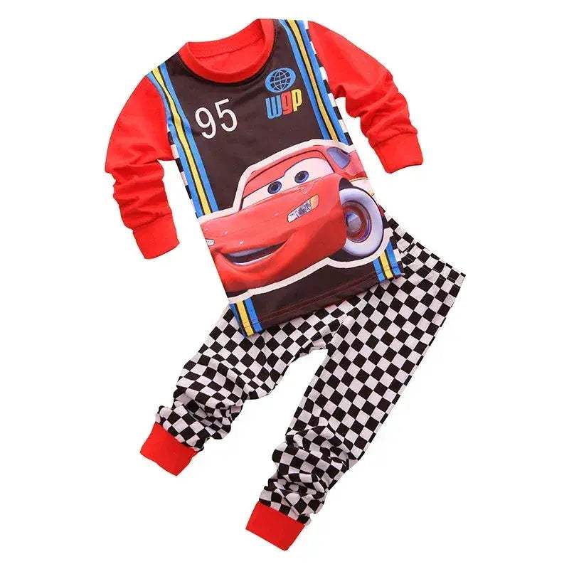 Premium Cotton Unisex Kids Pajamas Set With Disney Cars McQueen Cartoon Sleepwear For Spring And Autumn - ToylandEU