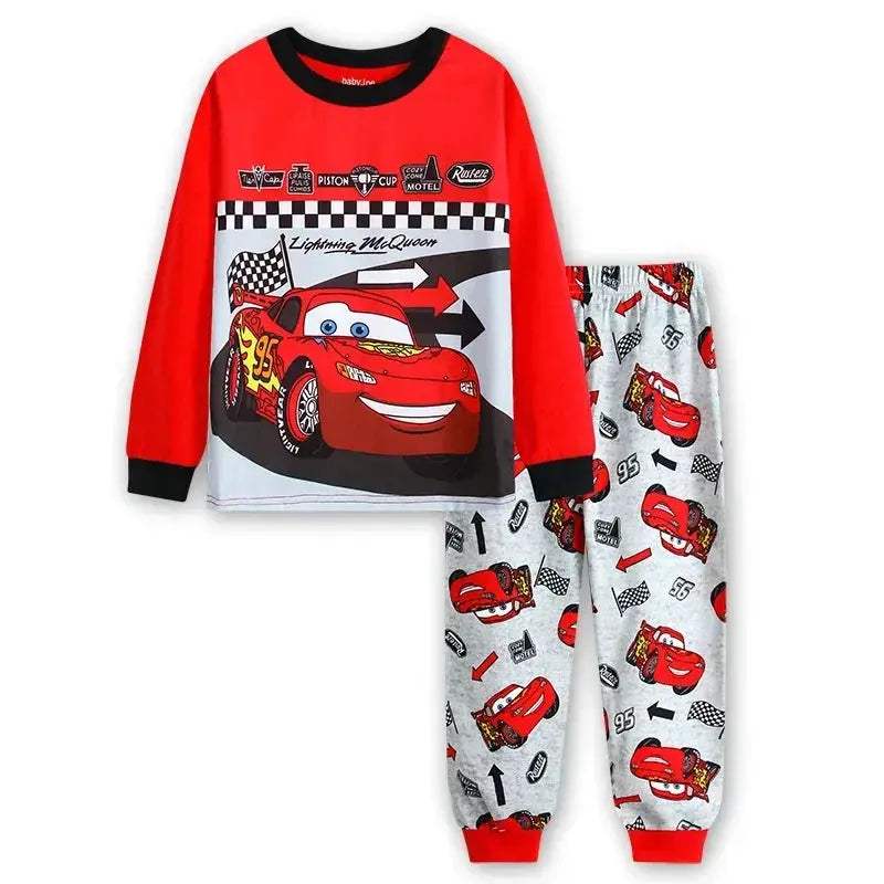 Premium Cotton Unisex Kids Pajamas Set With Disney Cars McQueen Cartoon Sleepwear For Spring And Autumn - ToylandEU