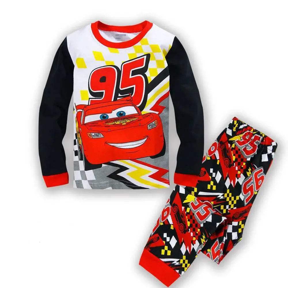 Premium Cotton Unisex Kids Pajamas Set With Disney Cars McQueen Cartoon Sleepwear For Spring And Autumn - ToylandEU