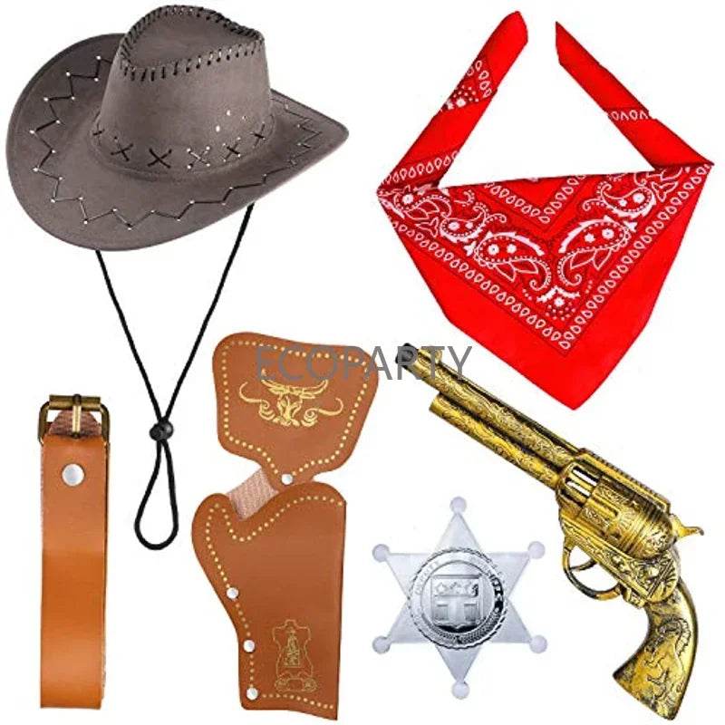 Premium Cowboy Costume Accessories Six Piece Set Halloween - ToylandEU