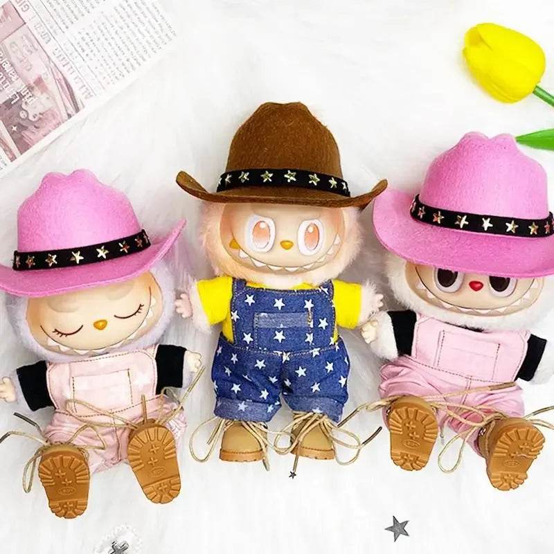 Premium Cowboy Style Doll Clothing Set with Hat and Accessories for 15 to 17cm Labubu Dolls - ToylandEU