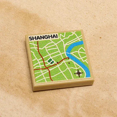 Premium Custom Shanghai Map On Official LEGO 2x2 Tile - ToylandEU