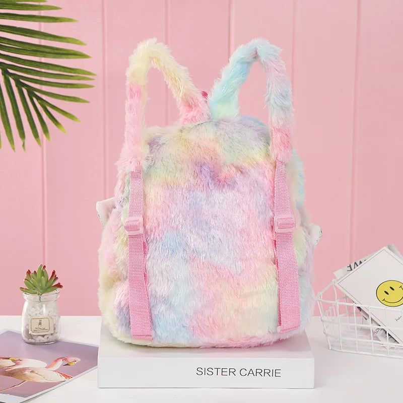 Premium Cute Kids Backpack Unicorn Cartoon 3D Fur Design For Girls School Travel Gift - ToylandEU