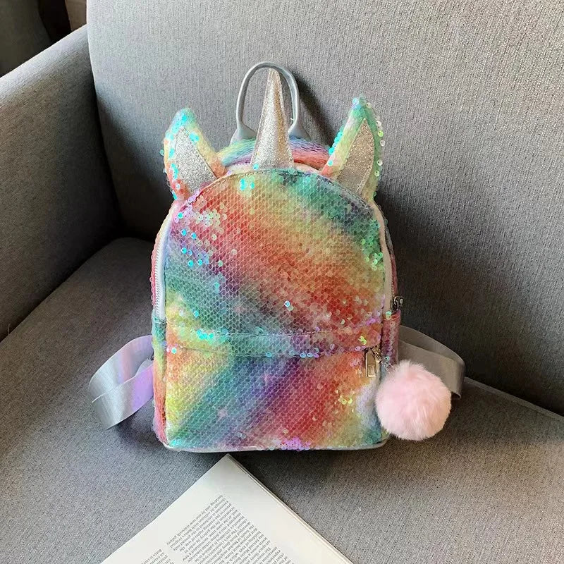 Premium Cute Kids Backpack Unicorn Cartoon 3D Fur Design For Girls School Travel Gift - ToylandEU