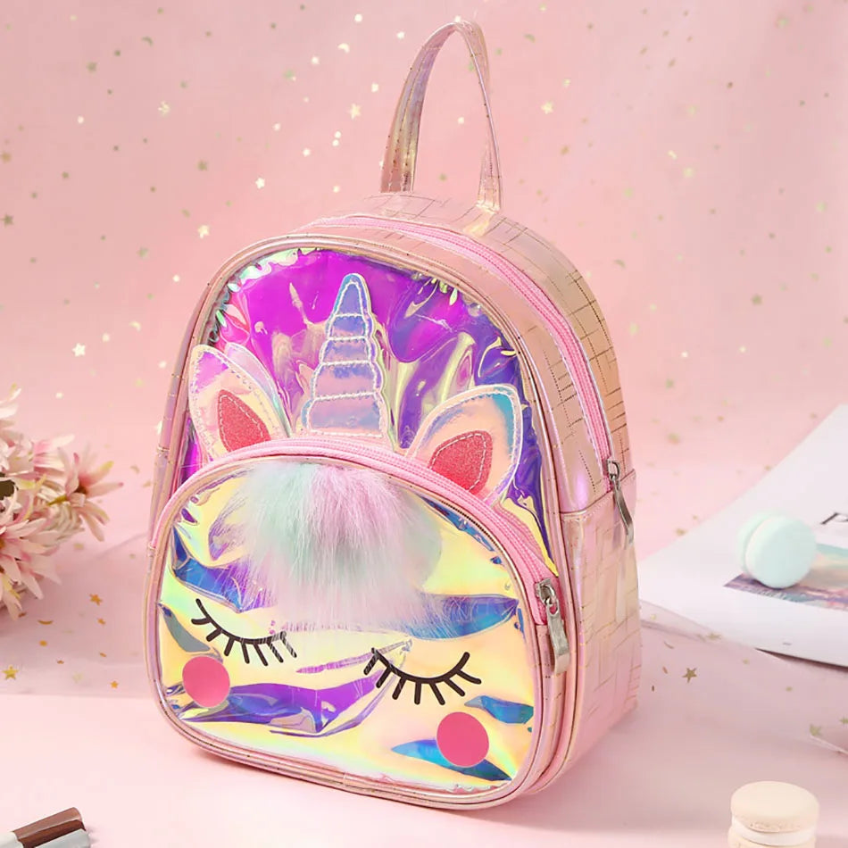 Premium Cute Kids Backpack Unicorn Cartoon 3D Fur Design For Girls School Travel Gift - ToylandEU