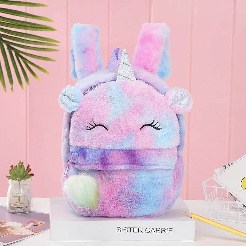 Premium Cute Kids Backpack Unicorn Cartoon 3D Fur Design For Girls School Travel Gift - ToylandEU
