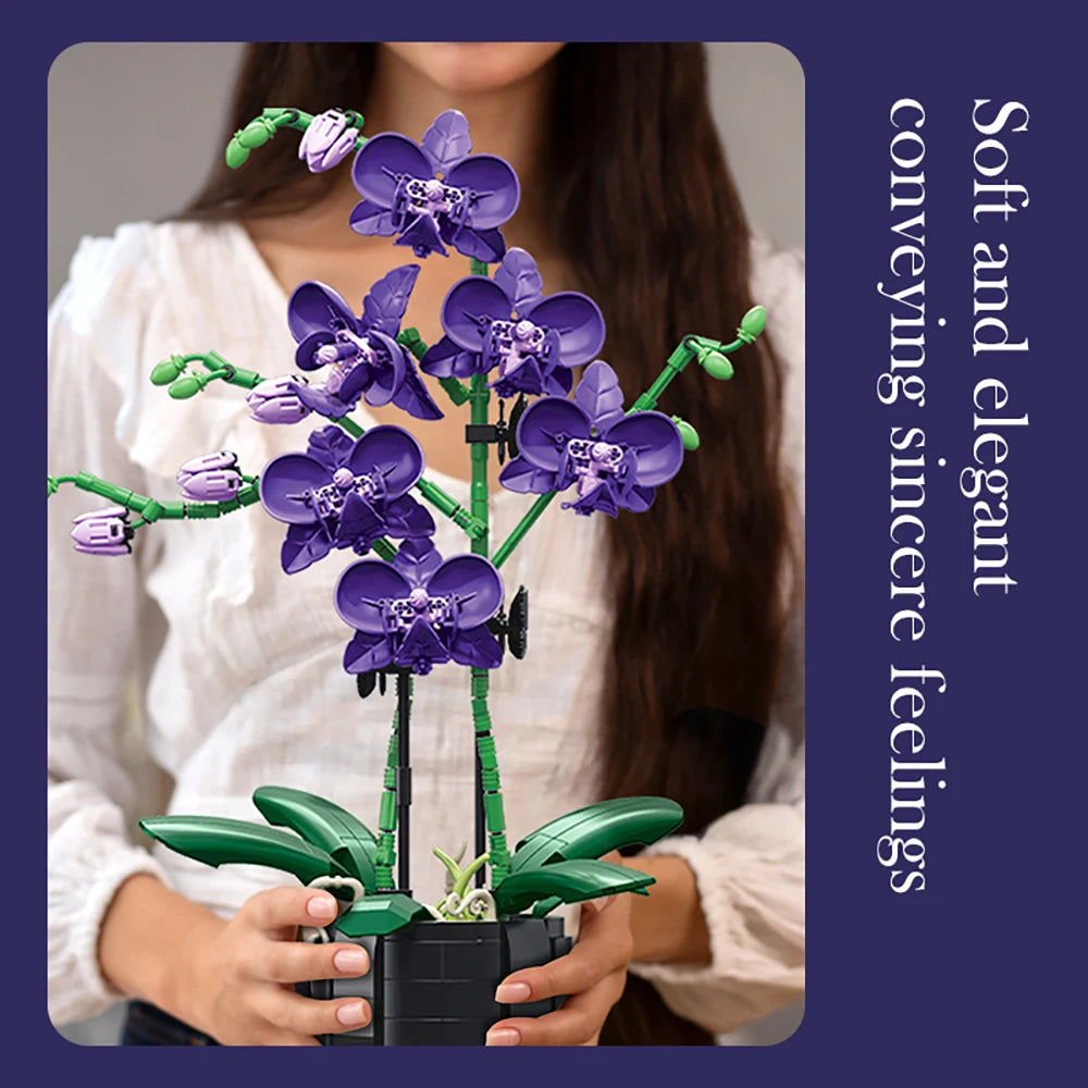 Premium DIY Flower Bouquet Building Blocks Kit With Violet And Tulip 3D Eternal Love Gift For Flower Lovers - ToylandEU
