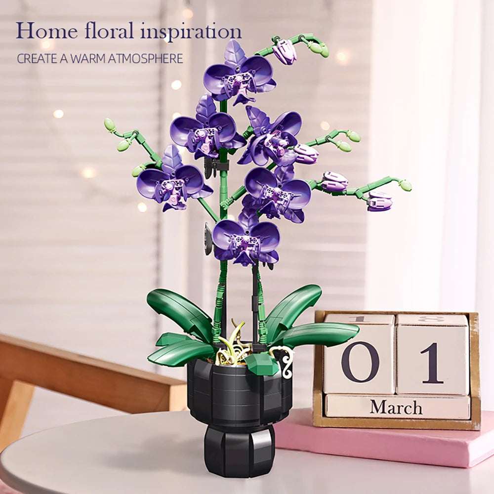 Premium DIY Flower Bouquet Building Blocks Kit With Violet And Tulip 3D Eternal Love Gift For Flower Lovers - ToylandEU