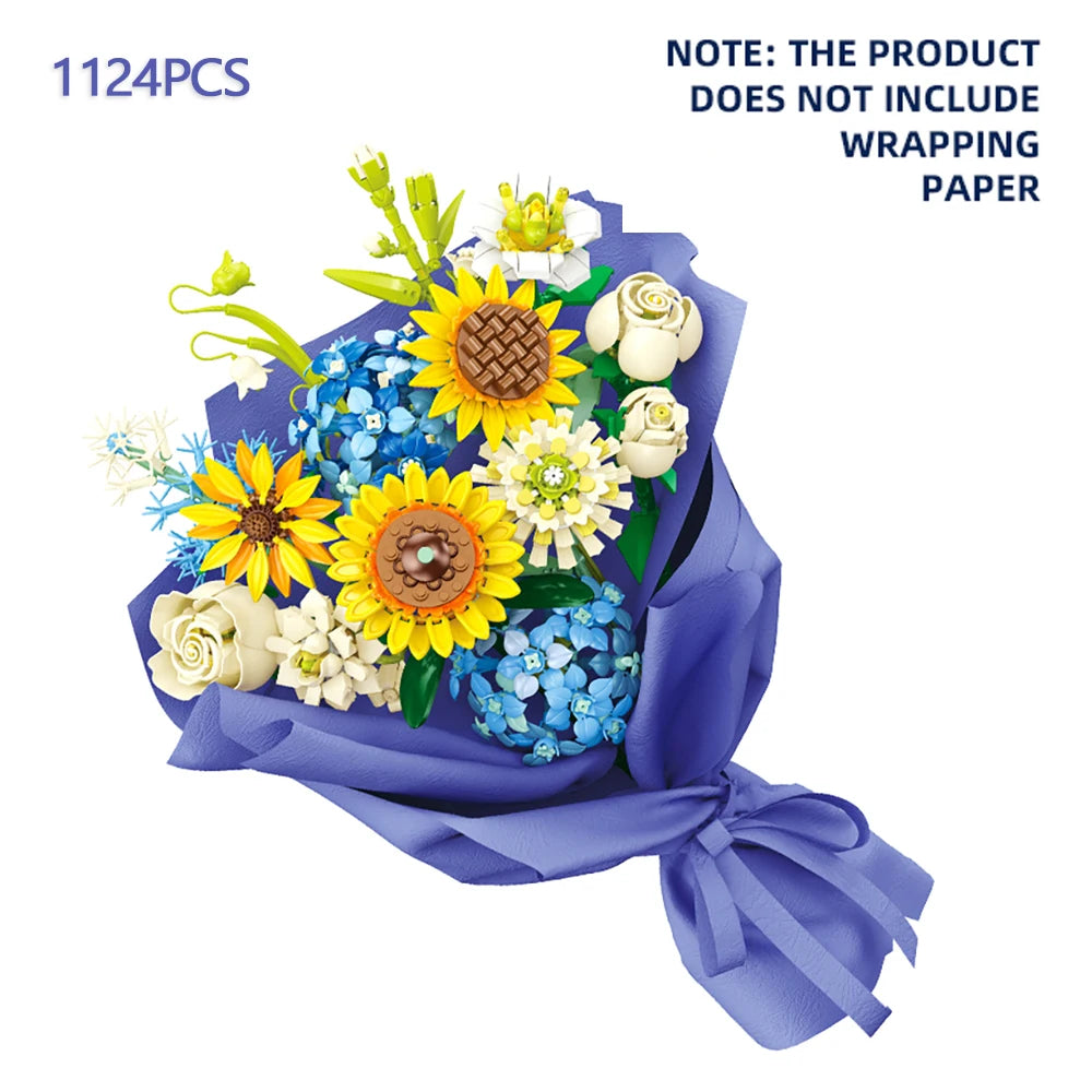 Premium DIY Flower Bouquet Building Blocks Kit With Violet And Tulip 3D Eternal Love Gift For Flower Lovers - ToylandEU