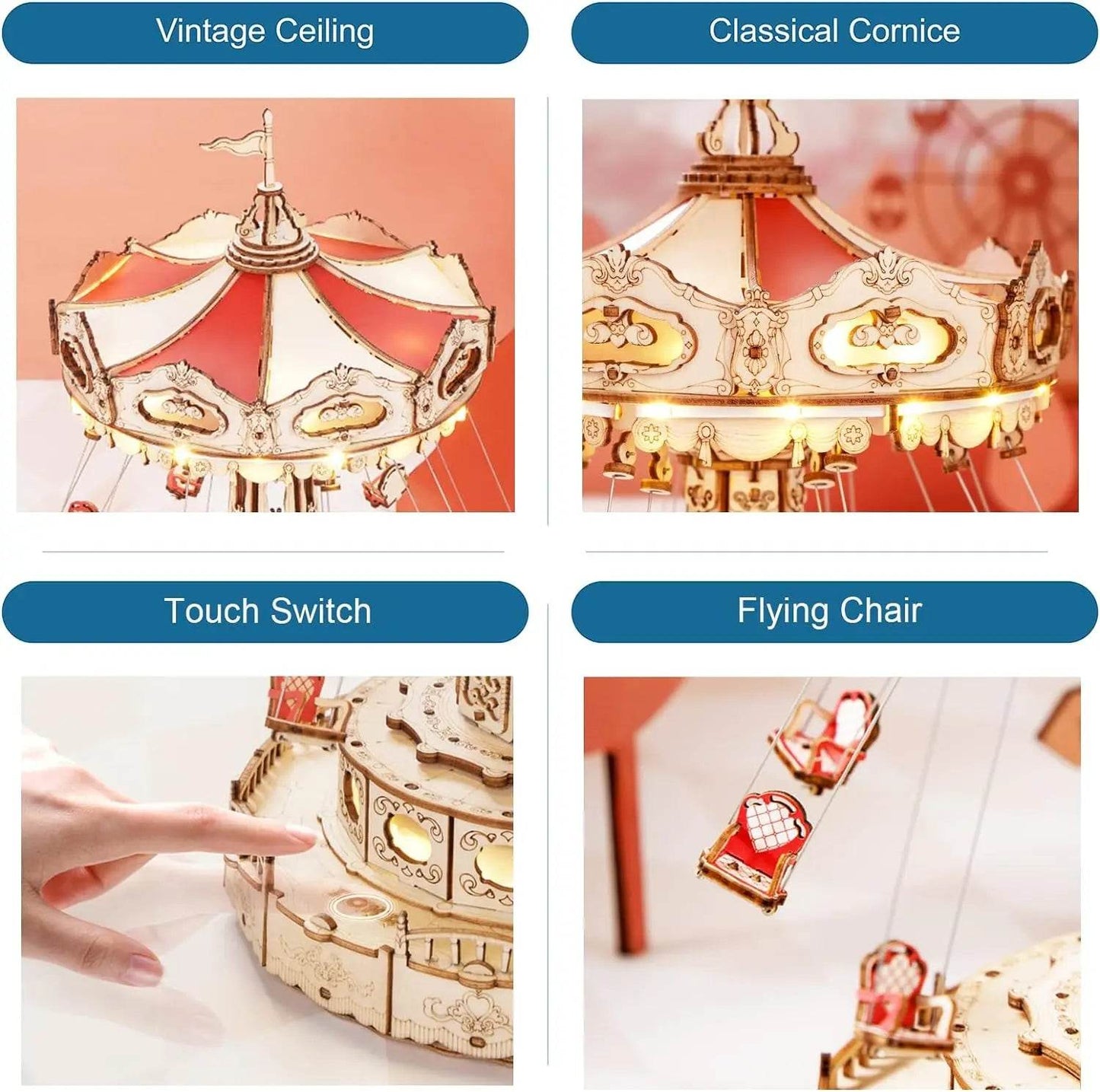 Zestaw drewnianych puzzli premium DIY Ruchoma pozytywka 3D dla dzieci - ToylandEU