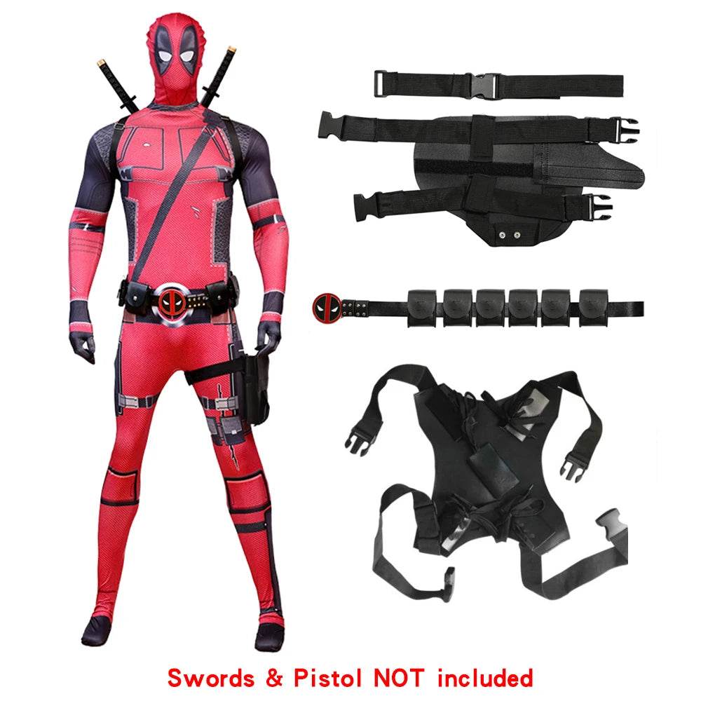 Premium Deadpool Cosplay Jumpsuit With Holster For All Ages - ToylandEU