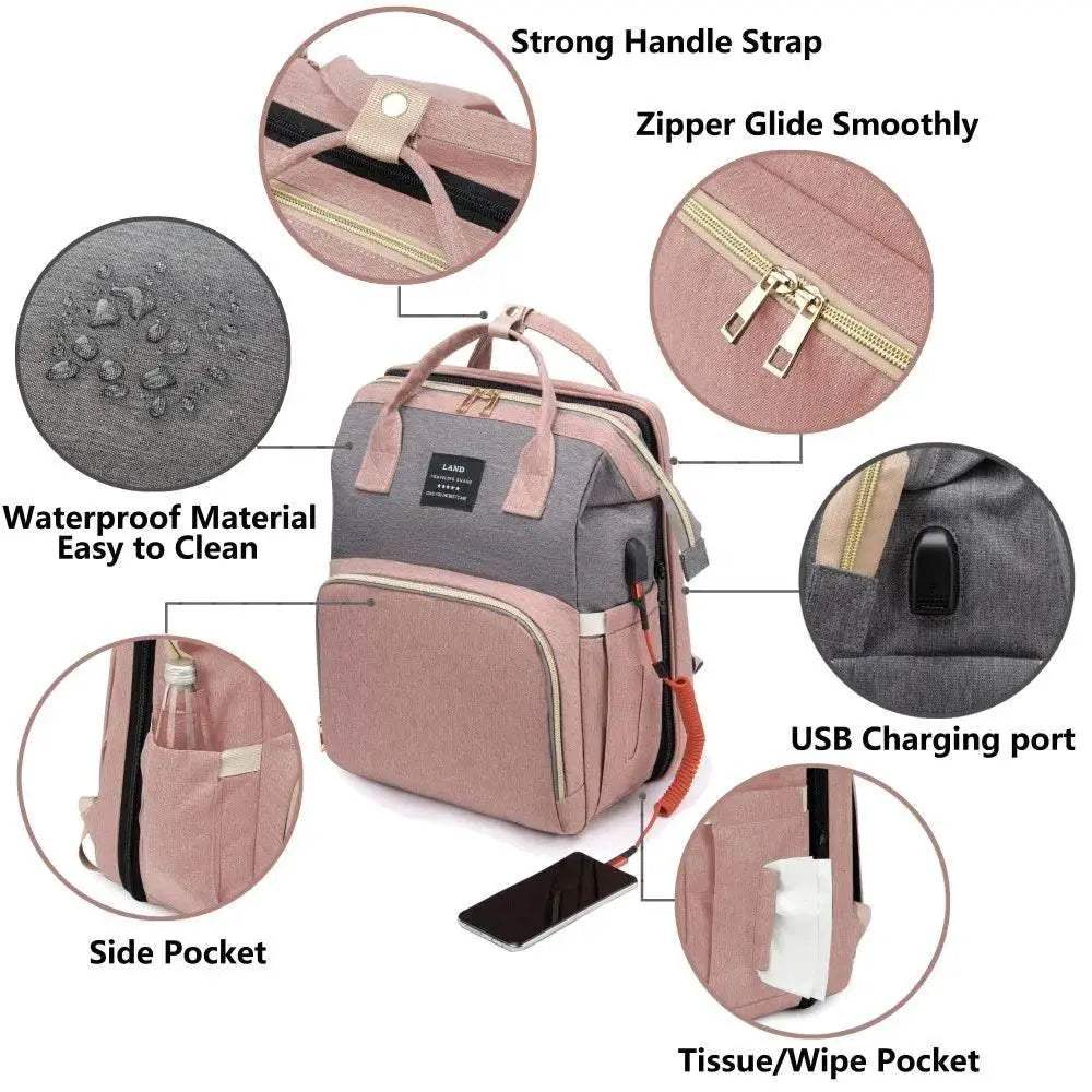  Premium Diaper Backpack Folding Crib Bed XL Toyland EU -  ToylandEU™