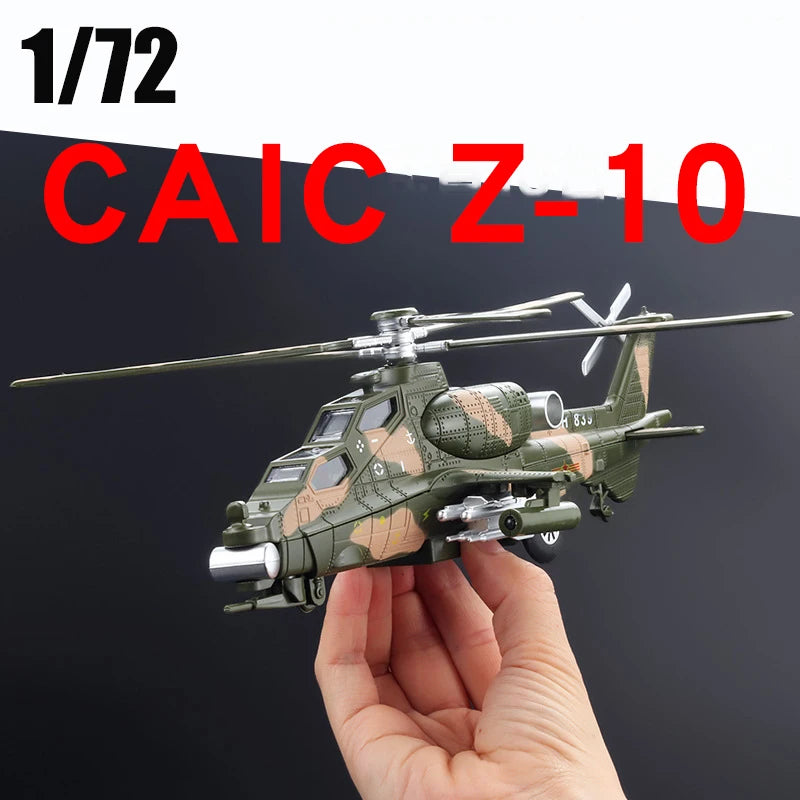 Premium Diecast 1:72 WZ-10 Helicopter Model With Sound And Light Alloy Display Aircraft Gift For Kids - ToylandEU