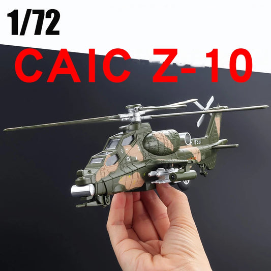 Premium Diecast 1:72 WZ-10 Helicopter Model With Sound And Light Alloy Display Aircraft Gift For Kids - ToylandEU
