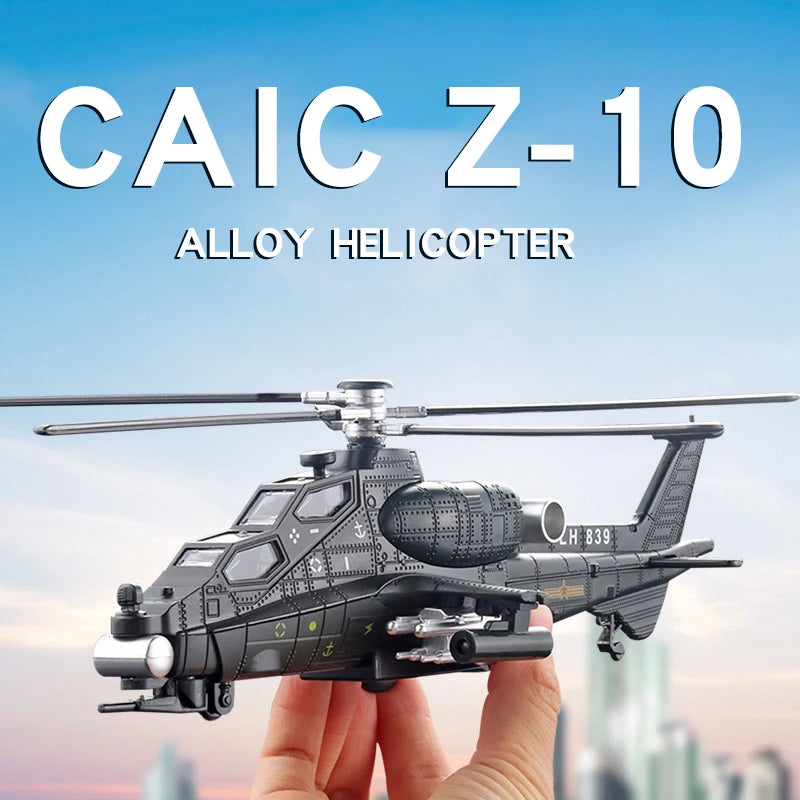 Premium Diecast 1:72 WZ-10 Helicopter Model With Sound And Light Alloy Display Aircraft Gift For Kids - ToylandEU