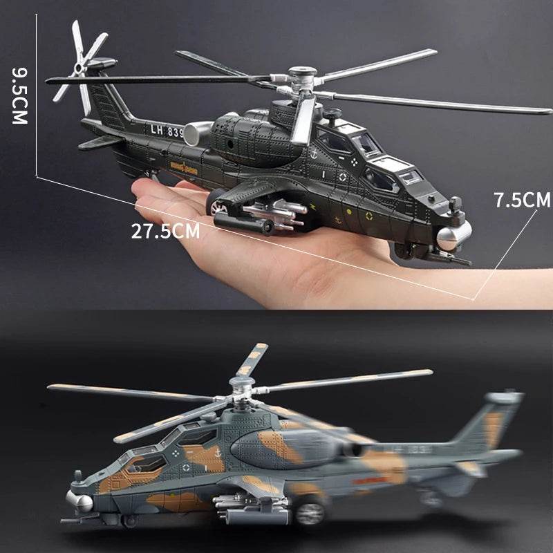 Premium Diecast 1:72 WZ-10 Helicopter Model With Sound And Light Alloy Display Aircraft Gift For Kids - ToylandEU