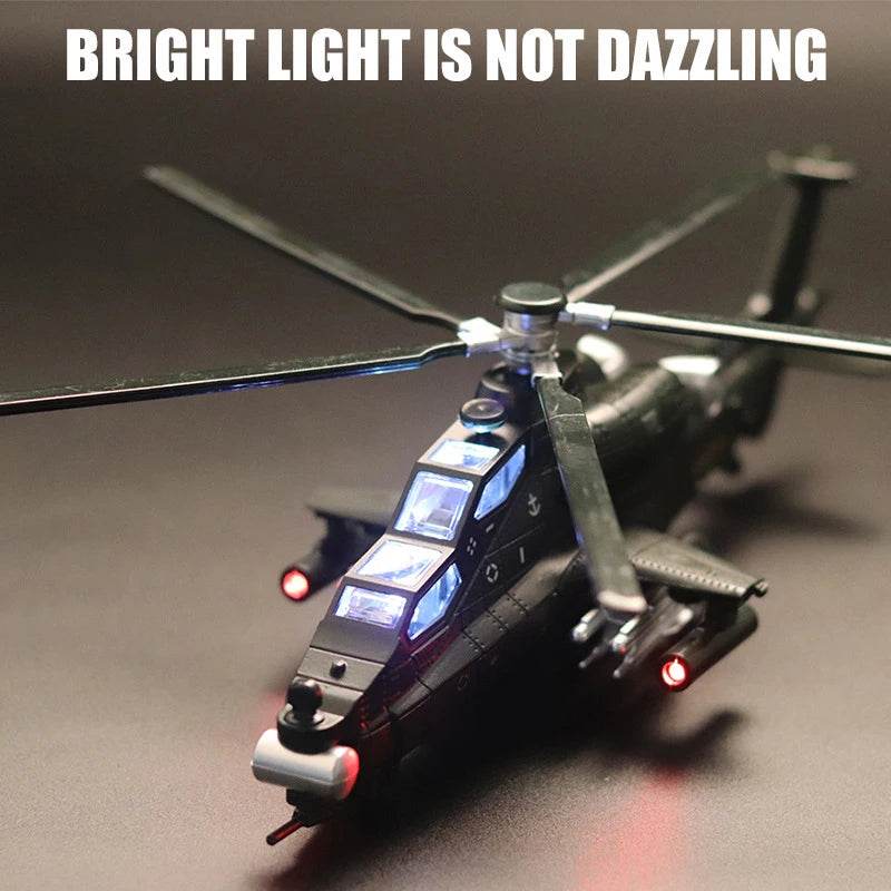 Premium Diecast 1:72 WZ-10 Helicopter Model With Sound And Light Alloy Display Aircraft Gift For Kids - ToylandEU