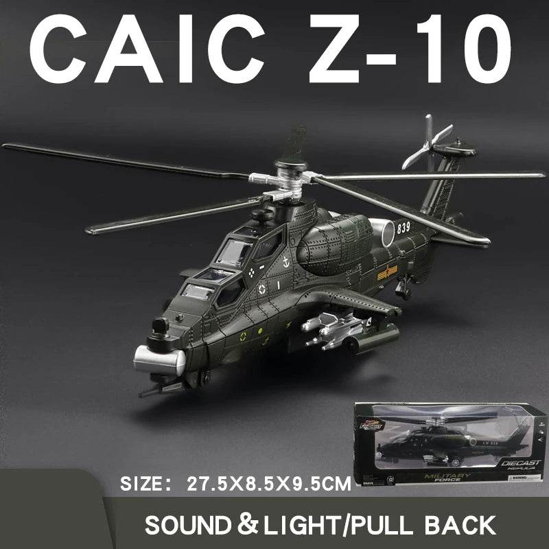 Premium Diecast 1:72 WZ-10 Helicopter Model With Sound And Light Alloy Display Aircraft Gift For Kids - ToylandEU