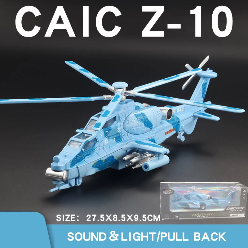 Premium Diecast 1:72 WZ-10 Helicopter Model With Sound And Light Alloy Display Aircraft Gift For Kids - ToylandEU