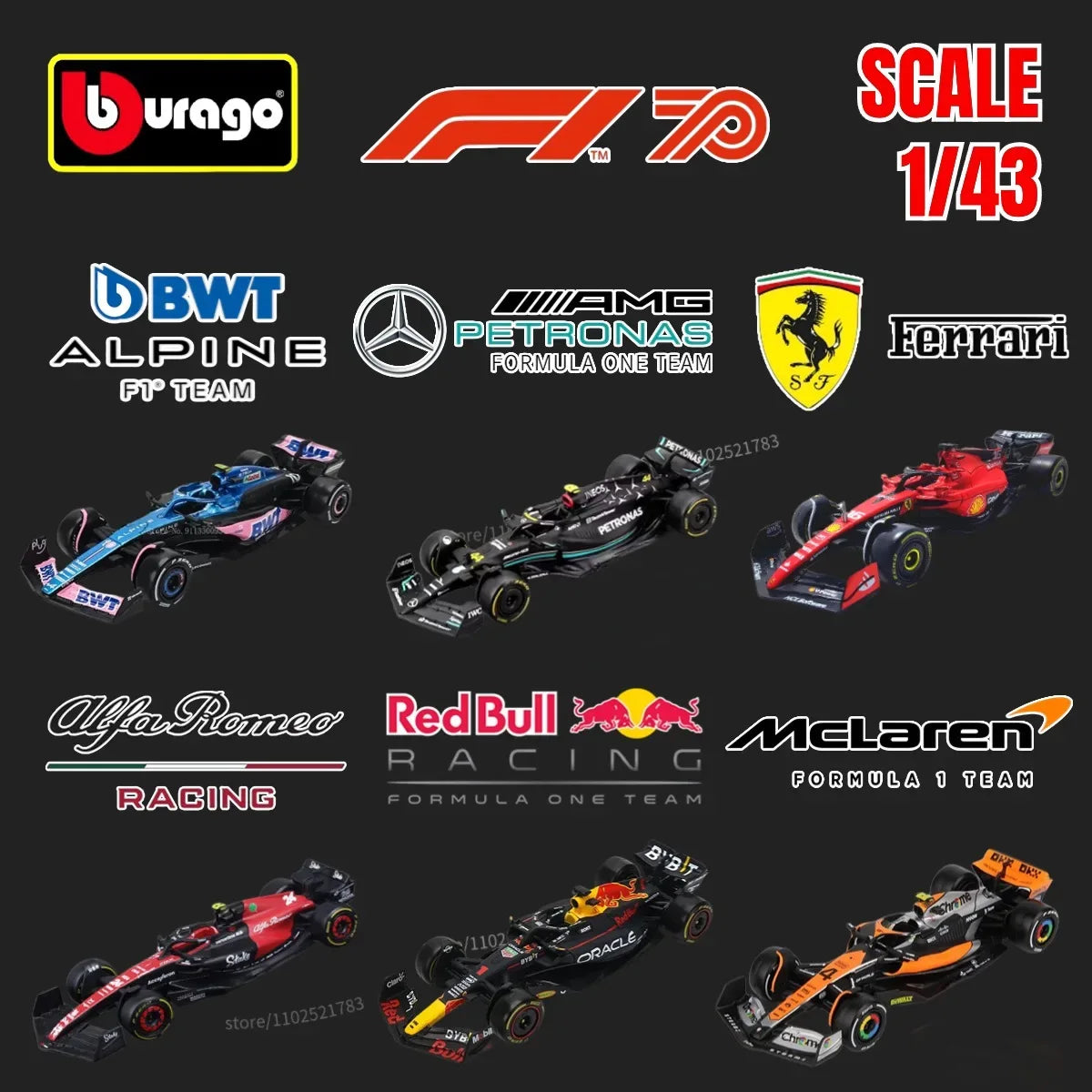 Premium Diecast 1to43 F1 Racing Car Model By Bburago - ToylandEU