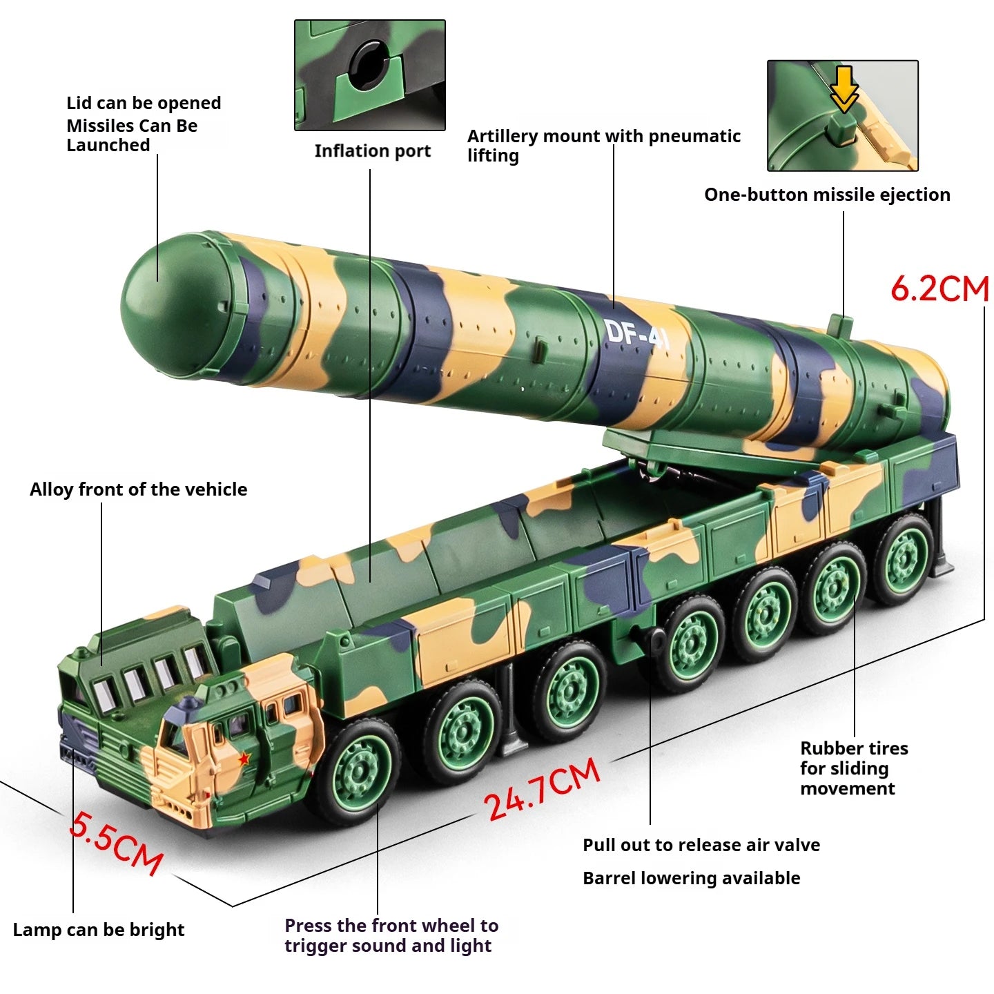 Premium Diecast Alloy Missile Carrier Model Car Scale One To Fifty Julang Launcher For Adult Collectors - ToylandEU