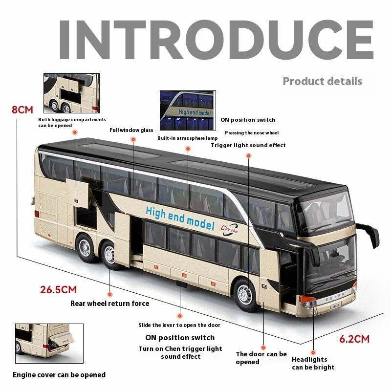 Premium Diecast Bus Model 1:30 Scale Double Decker Kids - ToylandEU