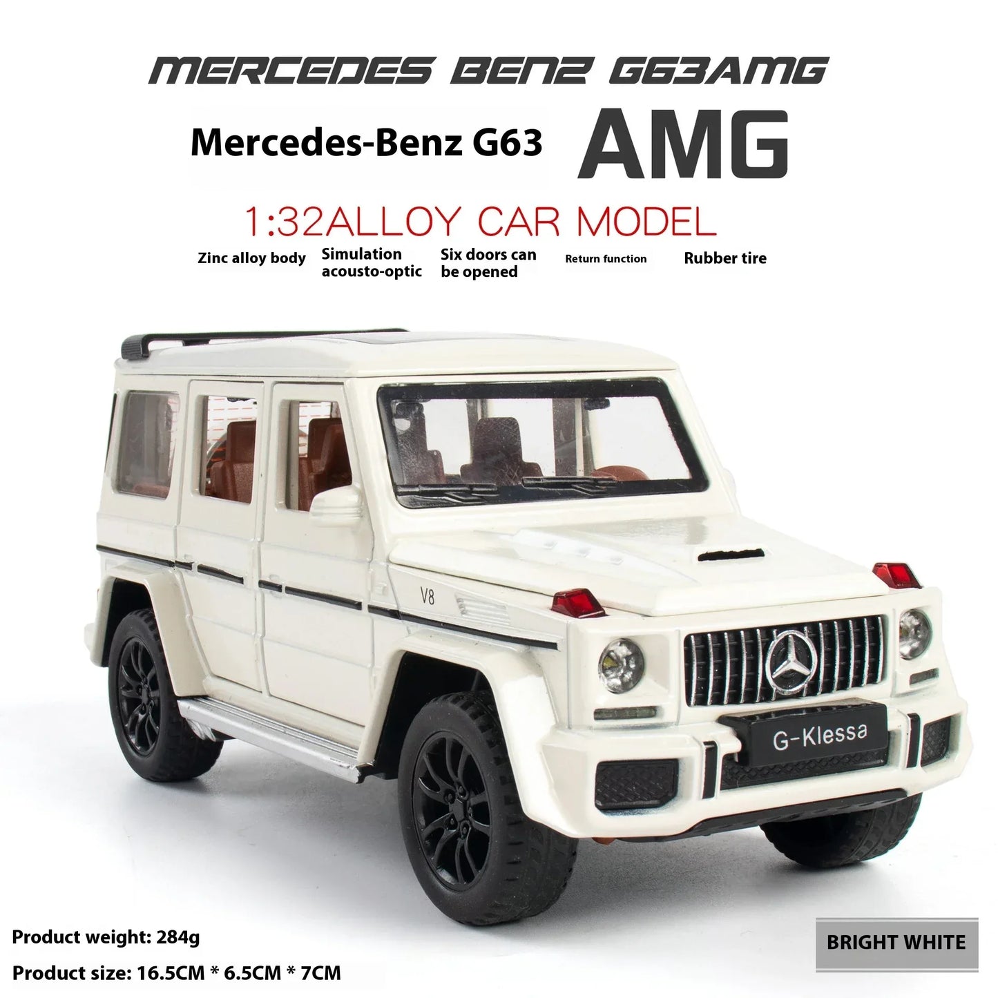 Premium Diecast Car 1 32 Mercedes G63 AMG Sound Light Pull Back Toy For Kids - ToylandEU