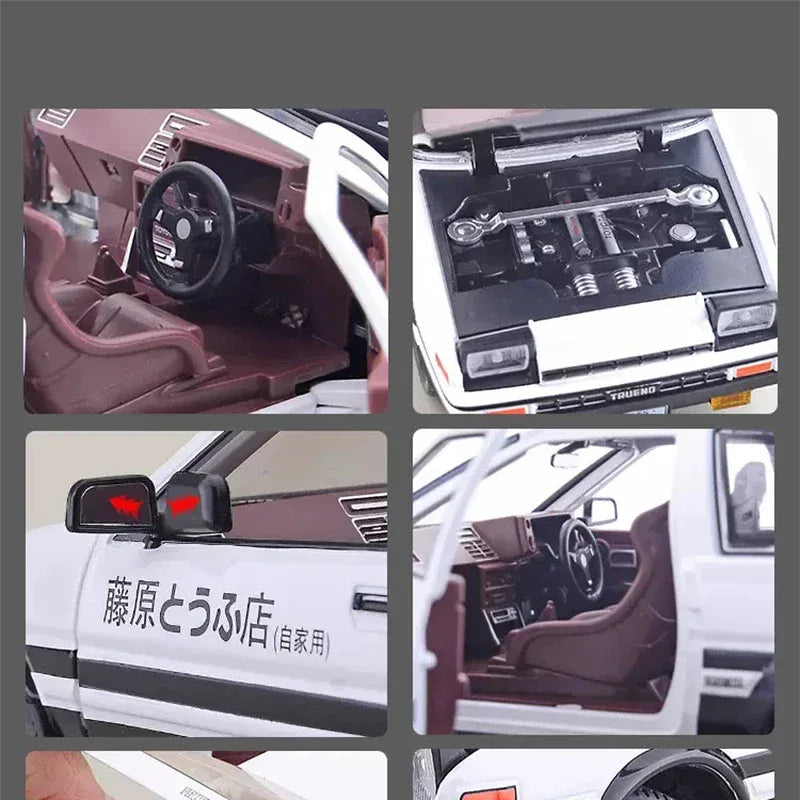 Premium Diecast Car 1to20 Scale Initial D AE86 With Sound And Light For Kids - ToylandEU