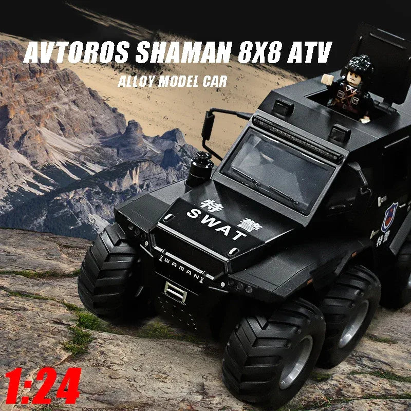 Premium Diecast Car 8X8 Conqueror Shaman SUV Sound Light Pull Back Collectors - ToylandEU
