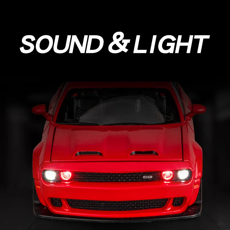 Premium Diecast Car Dodge Challenger Hellcat SRT With Sound And Light For Boys - ToylandEU