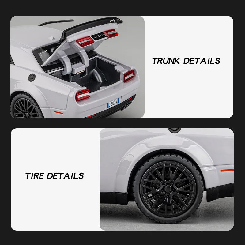 Premium Diecast Car Dodge Challenger Hellcat SRT With Sound And Light For Boys - ToylandEU