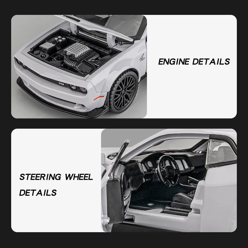 Premium Diecast Car Dodge Challenger Hellcat SRT With Sound And Light For Boys - ToylandEU