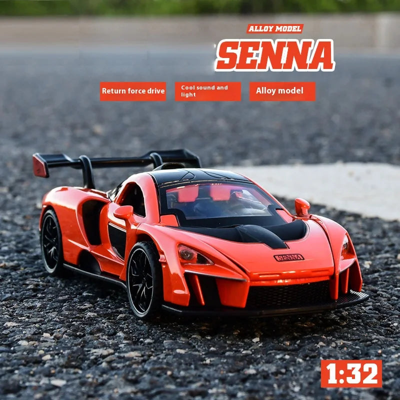 Premium Diecast Car McLaren Senna 1 To 32 Scale Sound And Light Pull Back For Kids Gift - ToylandEU