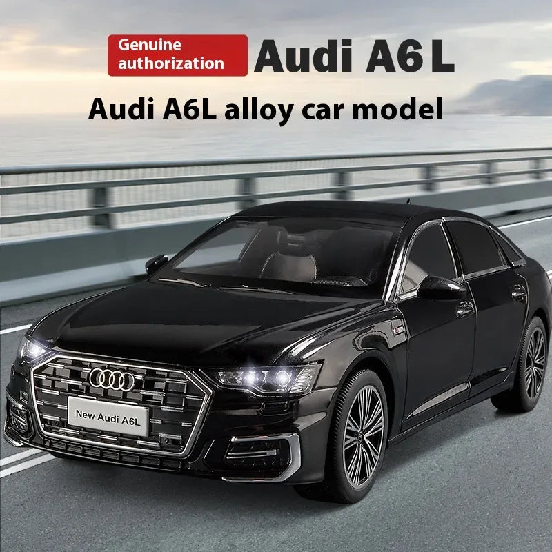 Premium Diecast Car Model 1 18 Audi A6 L Alloy Sound Light Pull Back Kids - ToylandEU