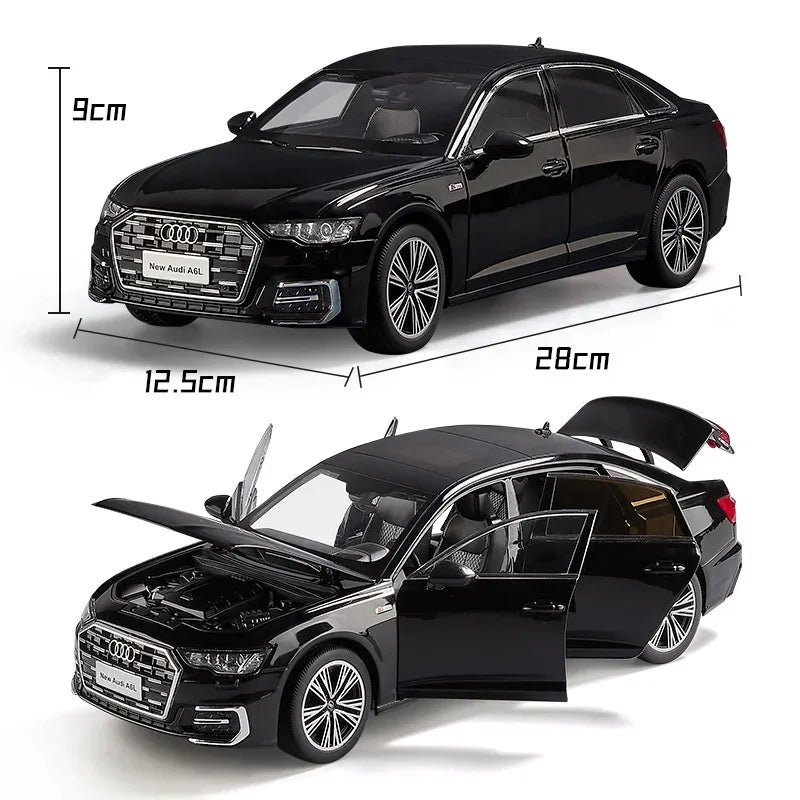 Premium Diecast Car Model 1 18 Audi A6 L Alloy Sound Light Pull Back Kids - ToylandEU
