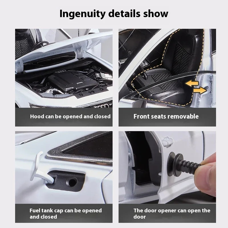 Premium Diecast Car Model 1 18 Audi A6 L Alloy Sound Light Pull Back Kids - ToylandEU