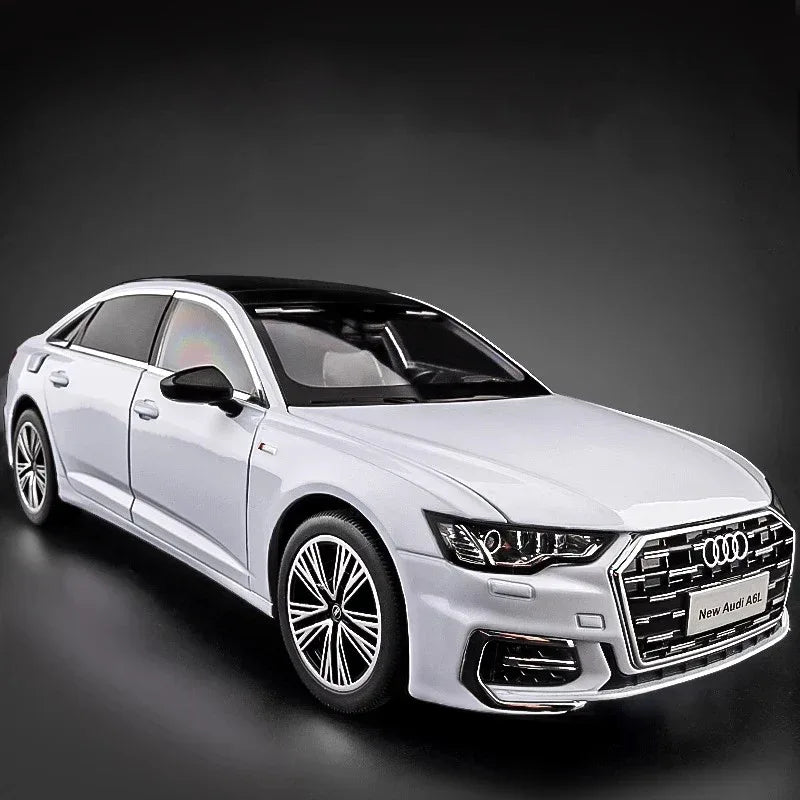 Premium Diecast Car Model 1 18 Audi A6 L Alloy Sound Light Pull Back Kids - ToylandEU