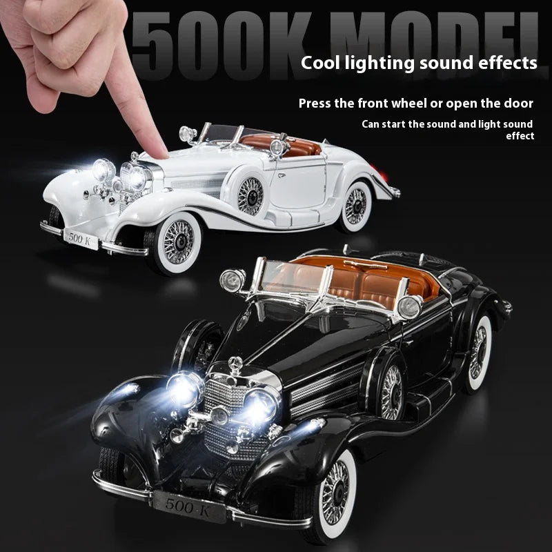 Premium Diecast Car Model 1 18 Scale With Sound And Light Vintage 1936 Mercedes Benz 500K For Collectors - ToylandEU