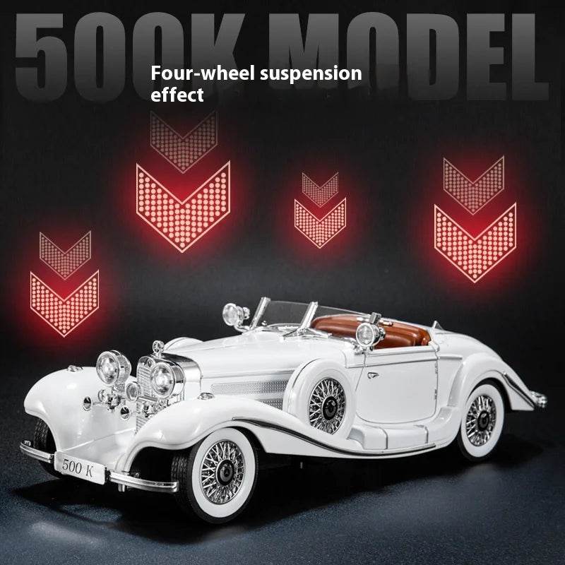 Premium Diecast Car Model 1 18 Scale With Sound And Light Vintage 1936 Mercedes Benz 500K For Collectors - ToylandEU