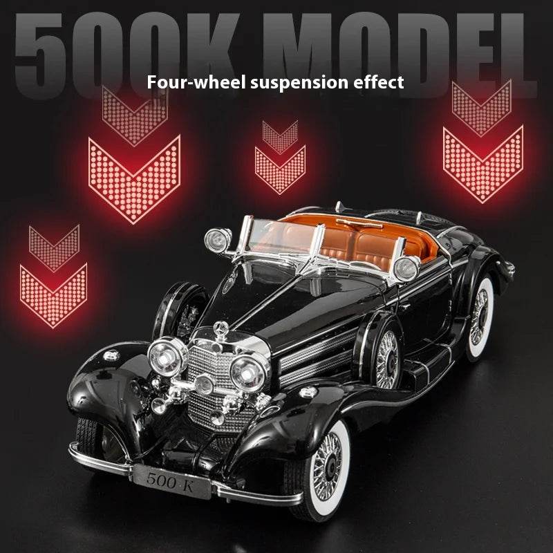 Premium Diecast Car Model 1 18 Scale With Sound And Light Vintage 1936 Mercedes Benz 500K For Collectors - ToylandEU