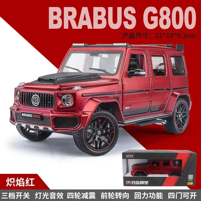 Premium Diecast Car Model 1 24 Scale Mercedes Benz Brabus G800 High Detail Pull Back For Collectors - ToylandEU