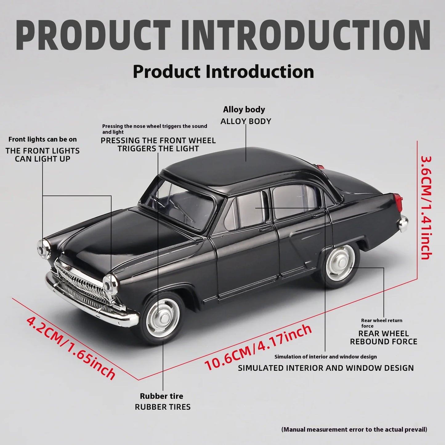 Premium Diecast Car Model 1:43 Scale Volga Gaz21 Classic Alloy Miniature For Collectors - ToylandEU