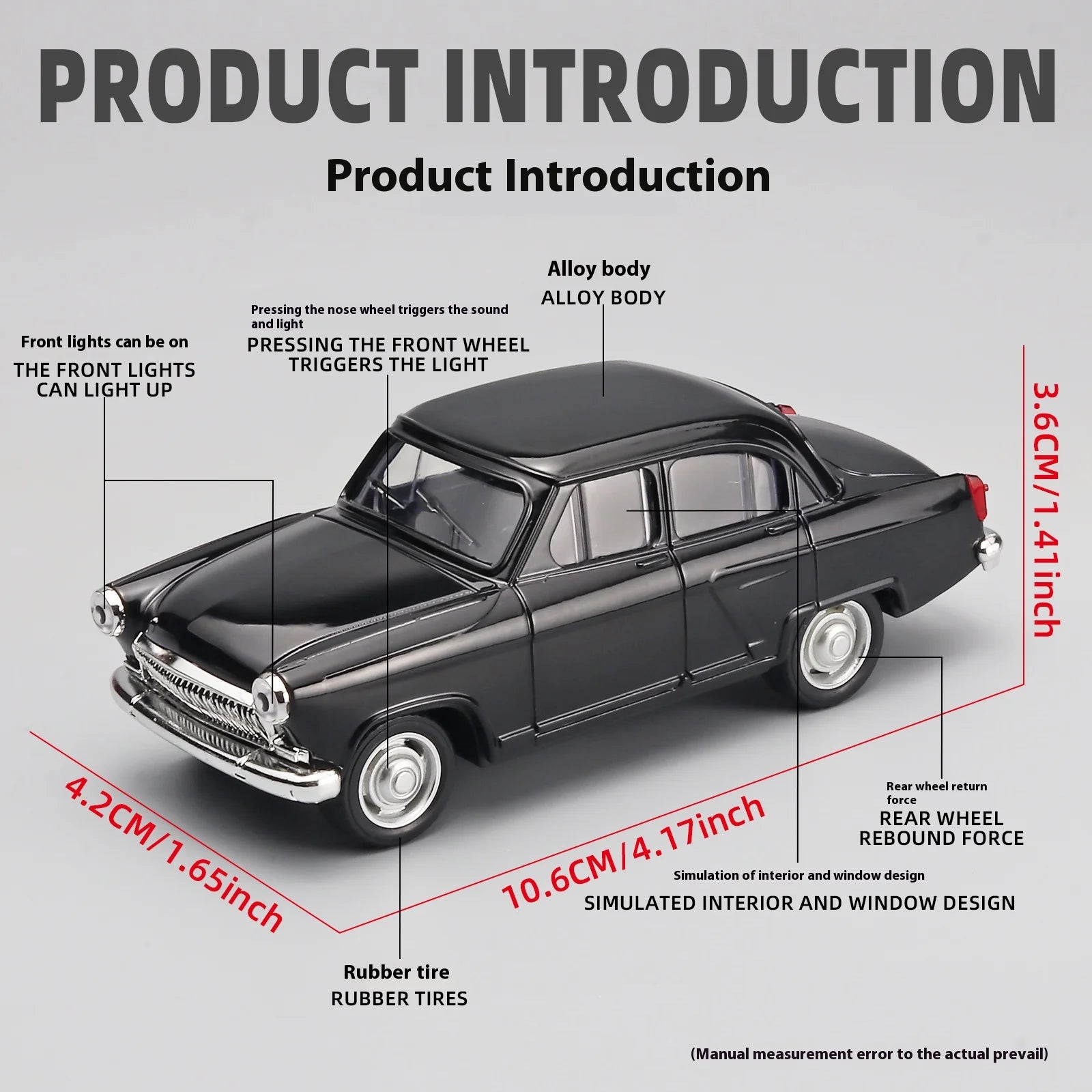 Premium Diecast Car Model 1:43 Scale Volga Gaz21 Classic Alloy Miniature For Collectors - ToylandEU