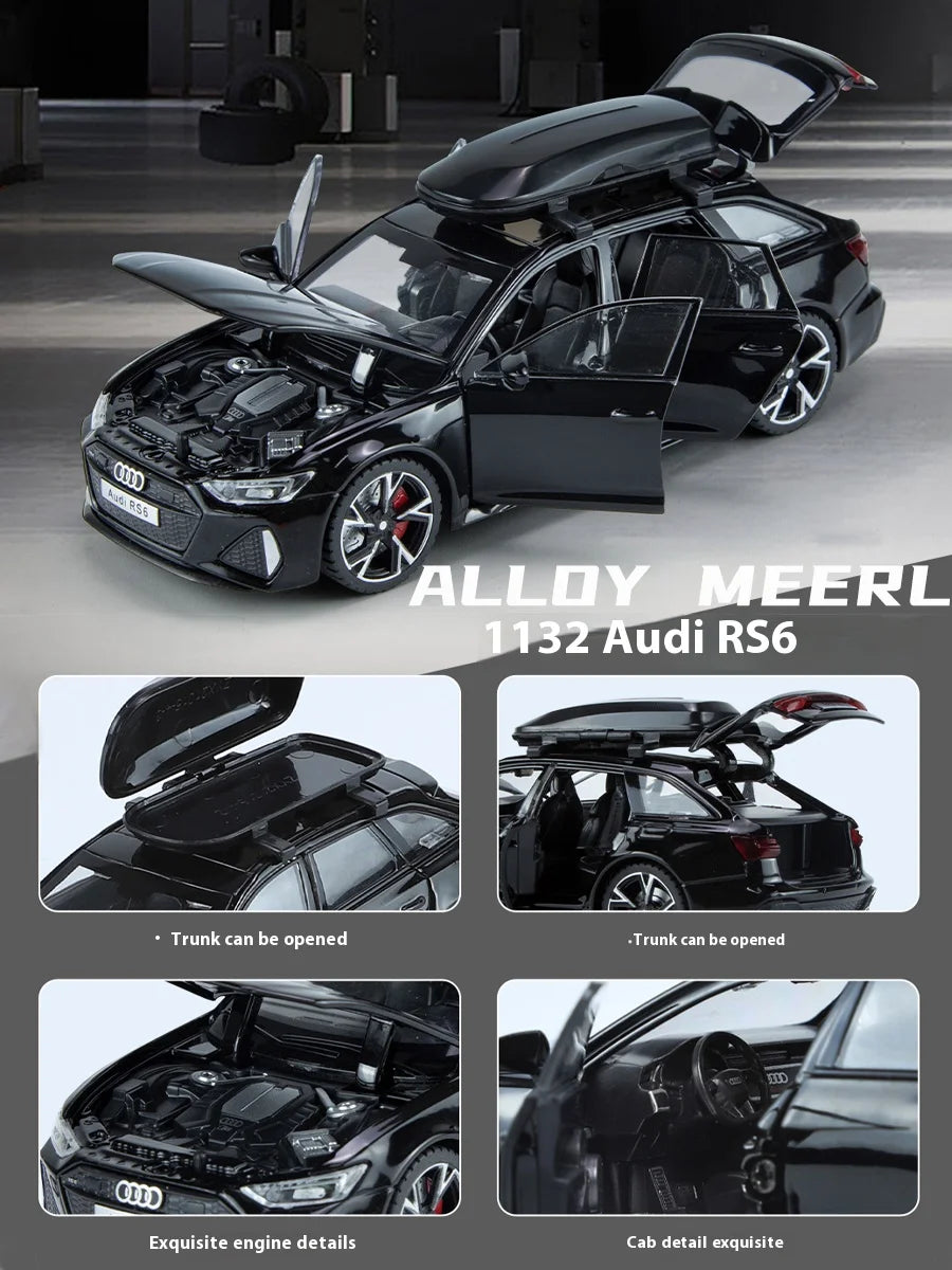 Premium Diecast Car Model 1 To 32 Scale Audi RS6 Quattro Station Wagon Sound And Light For Kids - ToylandEU