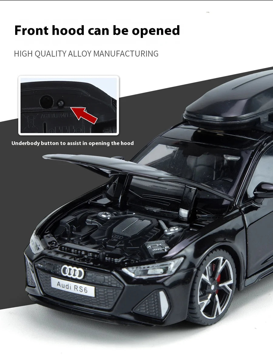Premium Diecast Car Model 1 To 32 Scale Audi RS6 Quattro Station Wagon Sound And Light For Kids - ToylandEU
