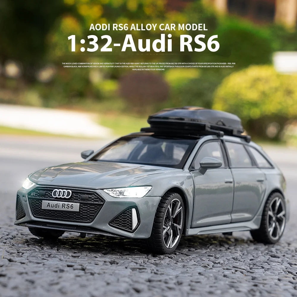 Premium Diecast Car Model 1 To 32 Scale Audi RS6 Quattro Station Wagon Sound And Light For Kids - ToylandEU
