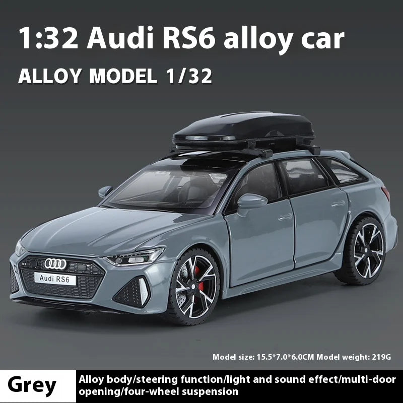 Premium Diecast Car Model 1 To 32 Scale Audi RS6 Quattro Station Wagon Sound And Light For Kids - ToylandEU
