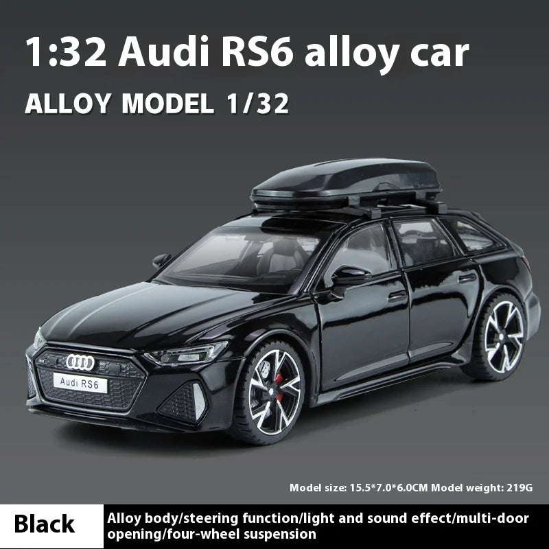 Premium Diecast Car Model 1 To 32 Scale Audi RS6 Quattro Station Wagon Sound And Light For Kids - ToylandEU
