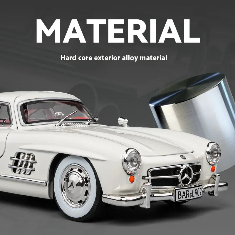 Premium Diecast Car Model 1To24 Mercedes 300SL Alloy Sound Light Collectors - ToylandEU