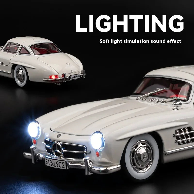 Premium Diecast Car Model 1To24 Mercedes 300SL Alloy Sound Light Collectors - ToylandEU